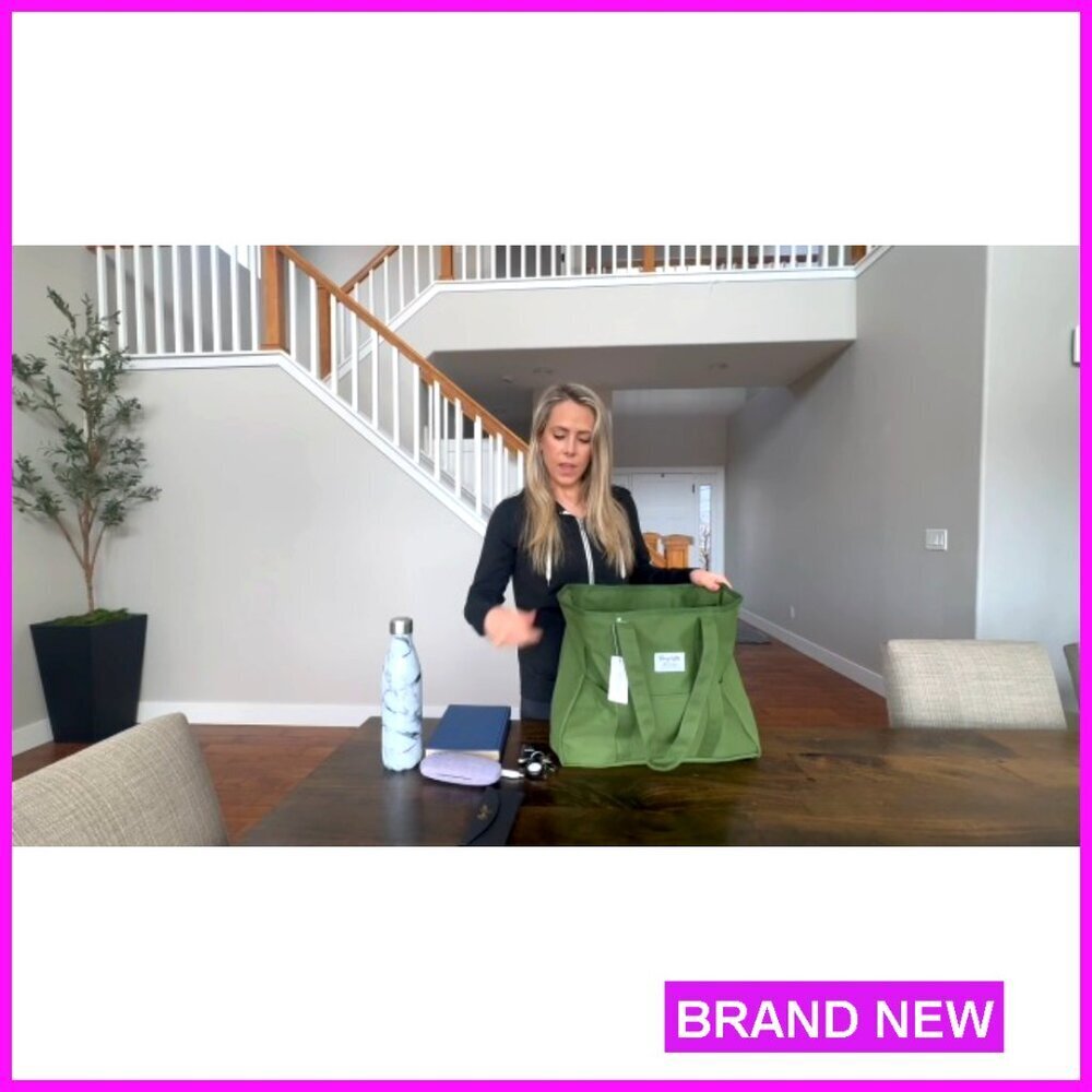 Extra Large Canvas Tote Bag with Zipper, Multiple Pockets, Laptop Sleeve - Picture 7 of 7